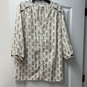 Pure Jill Extra Large Cream Bohemian Embroidered Light Weight Shirt